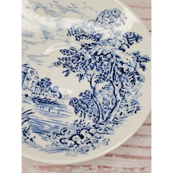 Lot Of 2 Countryside Wedgwood And Co. Made In England Teacup Blue White Saucers - Picture 3 of 11